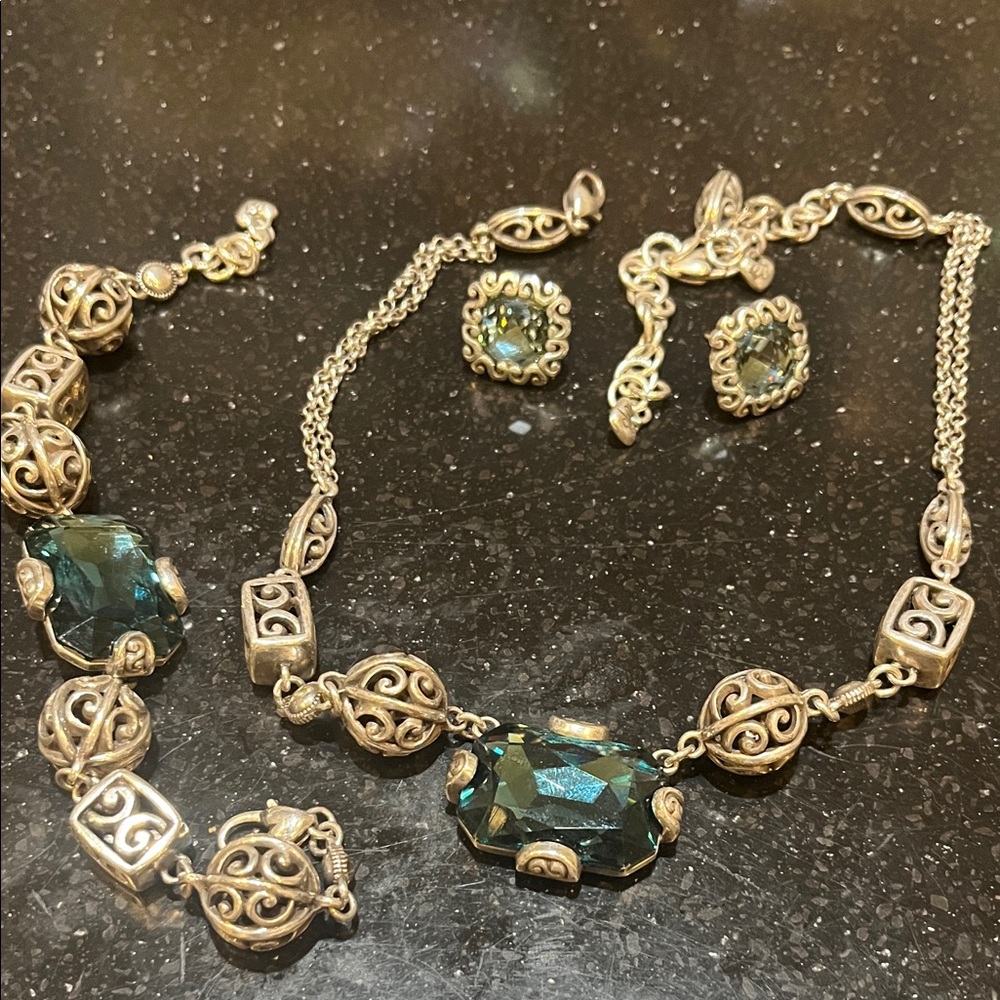 Elegant Silver and Blue Brighton Jewelry Set
